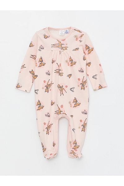 LC Waikiki Crew Neck Baby Girl Romper (0-12 Months with Booties, 12 Months+ Without Booties)