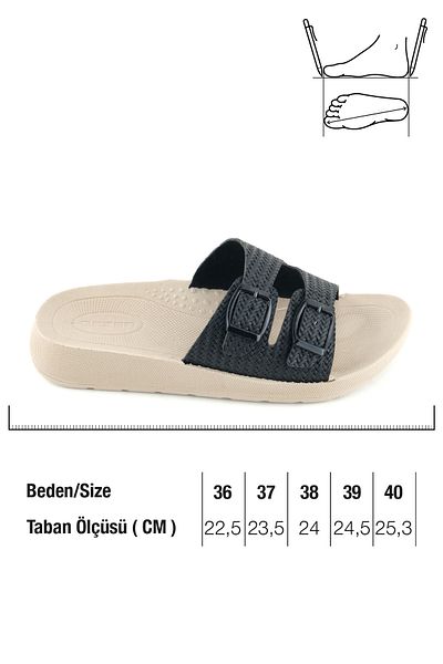 GEZER Women's Summer Pu Comfortable Sole Artificial Leather Two Buckle Adjustable Daily Slippers
