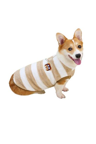 Glipet Brown White XL Dog Sweater Striped