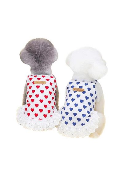 Glipet Pleated Heart Dog Outfit Blue m