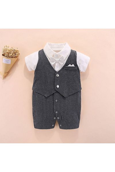 nannie Luis Gray Boys Elegant Jumpsuit Costume - 6-9 months