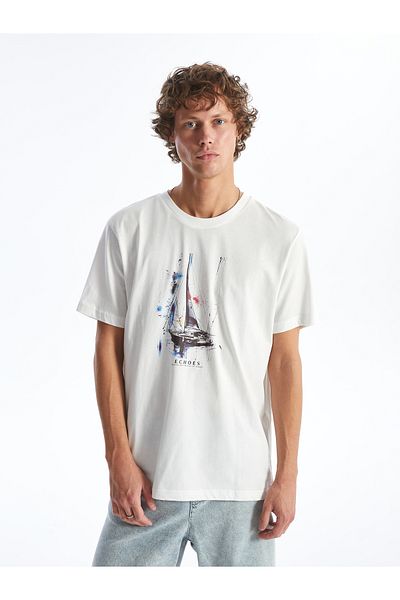 LC Waikiki Kurzärmliges, bedrucktes Herren-T-Shirt mit Rundhalsausschnitt