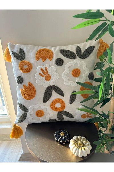 Reset Bmyhome Punch Embroidered Throw Pillow Cover