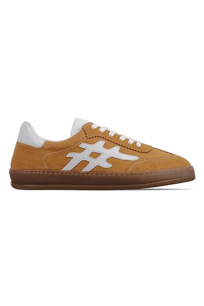Lal Shoes & Bags Bressa Women's Genuine Leather Nubuck Detailed Lace-Up Casual Shoes-Mustard