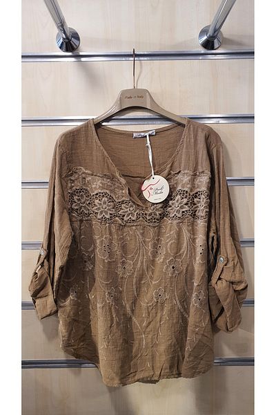 Park Moda Ιταλική μπλούζα Ruched Cotton