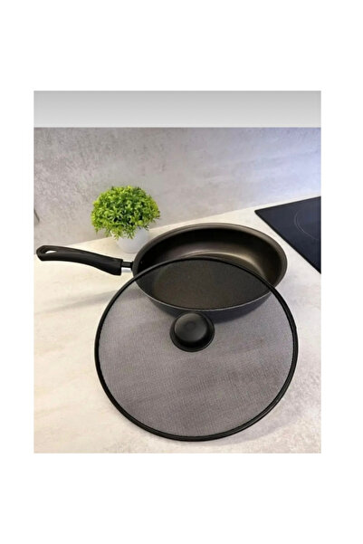 abnturk Yağ Sıçratmayan Tava Tencere Kapağı Siyah Metal Telli Yağ Sıçratmaz 33cm