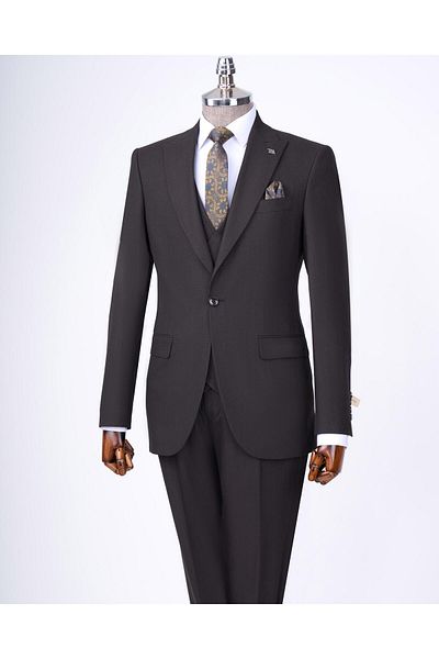 TerziAdemAltun Italian Style Jacket Vest, Pantalon Suit, Brown T12826