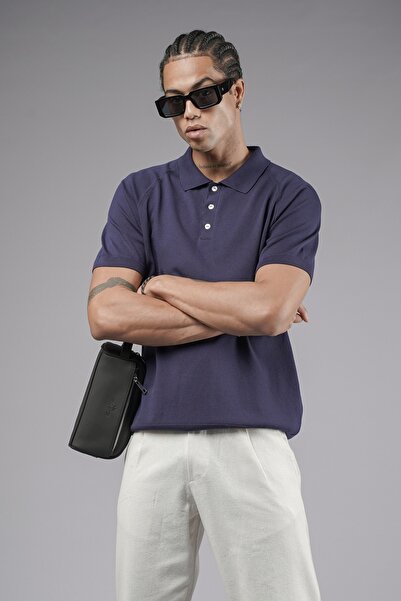 Butik TREND BIZ Πλεκτό μπλουζάκι με κοντό μανίκι με κοντό μανίκι με κολάρο Raglan