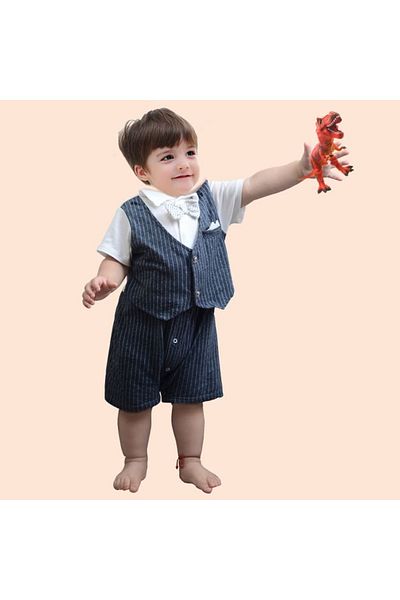 nannie Luis Gray Boys Elegant Jumpsuit Costume - 6-9 months