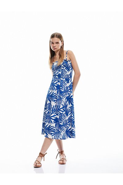 Koton Noul sezon Rochie midi cu flori în formă de A cu bretele Gipeli Wrap