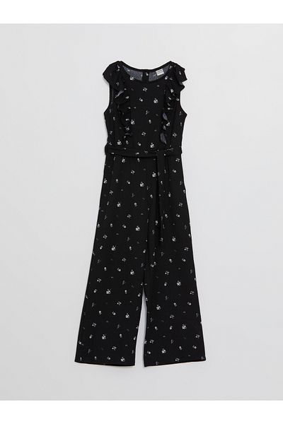 LC Waikiki Crew Neck Floral Girl's Jumpsuit