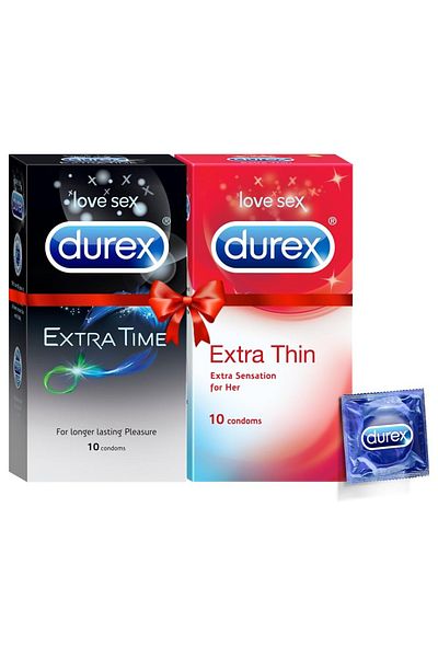 Durex Pleasure Packs (Condoms - 10 Count (Extra Thin) & 10 Count (Extra Time)