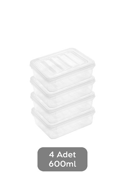 Meleni Home 4-Piece Microwave Compatible Storage Container with Transparent Lid - Organizer Organizer Food Storage Container 4X600Ml