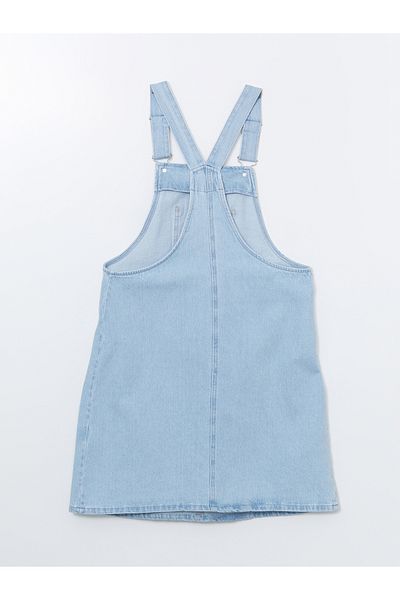 LC Waikiki Damen-Jeans-Salopet-Kleid mit quadratischem Ausschnitt und geraden Trägern