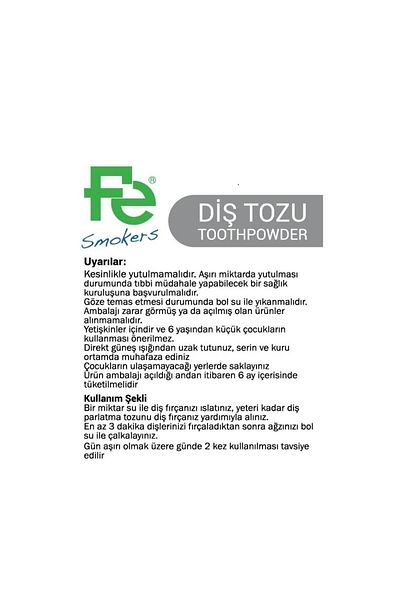 Fe 50 gr Smokers Tooth Powder with Mint