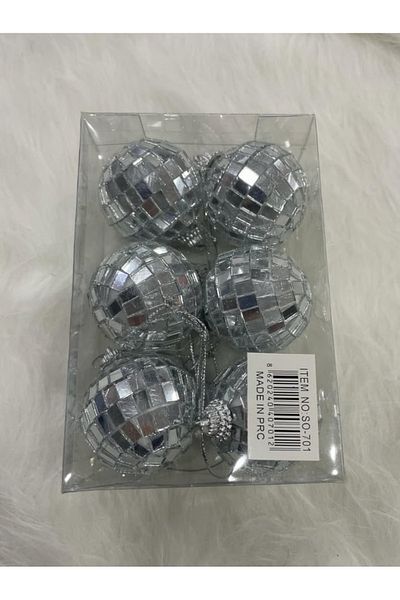 Çemrek Süs Parti Cake Top Disco Ball Silver Color Mirrored Ball Decorative Ornament 4 cm Pack of 6
