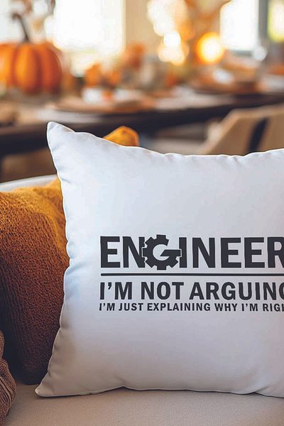 qoeuyl boutique I'M Not Arguing Explaining Why I'M Righth Printed Engineer Gift Fiber Satin Decorative Pillow