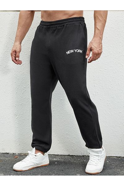 Sweetline New York Sweatpants Jogger - Μαύρο εμπριμέ λαστιχένιο πόδι ψηλόμεσο