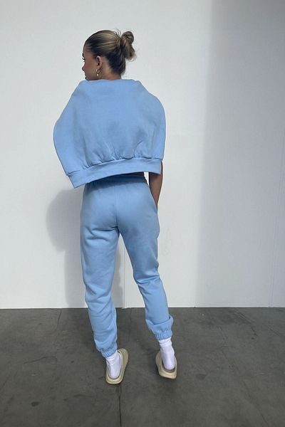 DUBU BUTİK Σετ χειμερινής φόρμας Kelebek - Baby Blue Printed Hooded Oversize