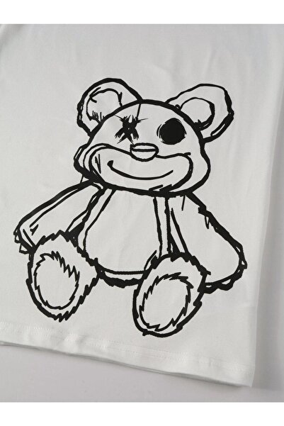 VBSVİBES Набір білих футболок з принтом ведмедя сірого сорту