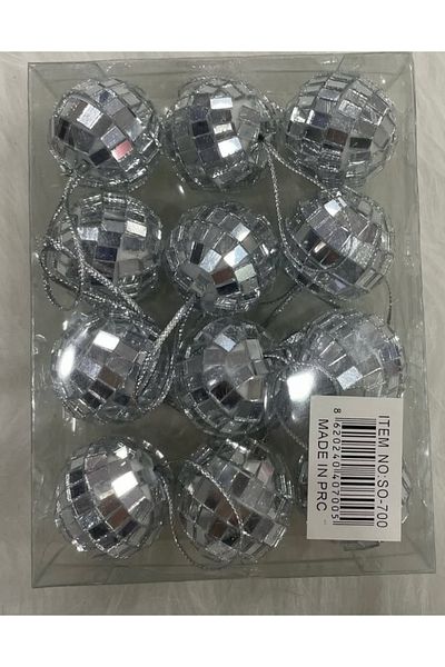 Çemrek Süs Parti Cake Top Disco Ball Silver Color Mirrored Ball Decorative Ornament 3 cm 12 Pcs