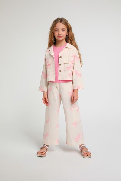 Escabel Set jachetă pentru fetiță, 3 piese, cu detalii de buzunar