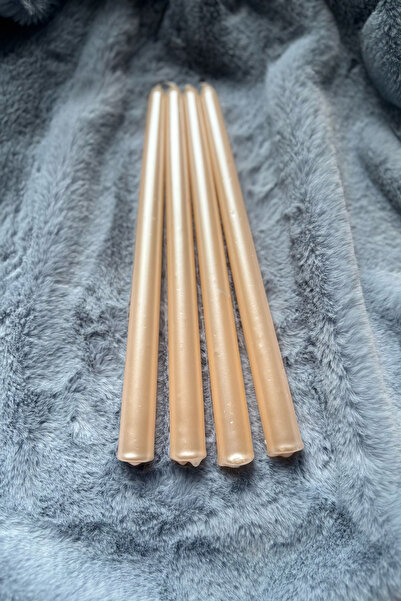 AG LightDesign Bej Parlak 4'lü Dörtlü Şamdan Mumu