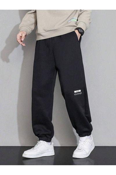 Sweetline Clever Sweatpants Jogger - Μαύρο εμπριμέ λαστιχένιο πόδι ψηλόμεσο