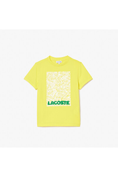 Lacoste Çocuk Bisiklet Yaka Baskılı Sarı T-Shirt