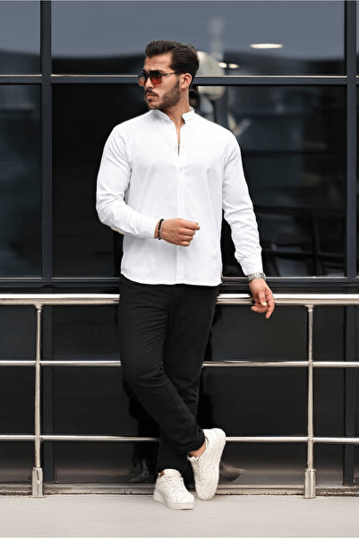 Valiberta Hakim Yaka Oxford υφασμάτινο μακρυμάνικο πουκάμισο - Λευκό