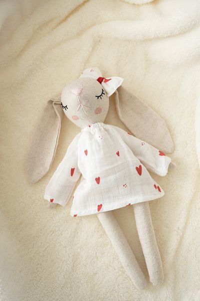 TBA COLLECTION Girl Rabbit Sleeping Companion - Red Hearts