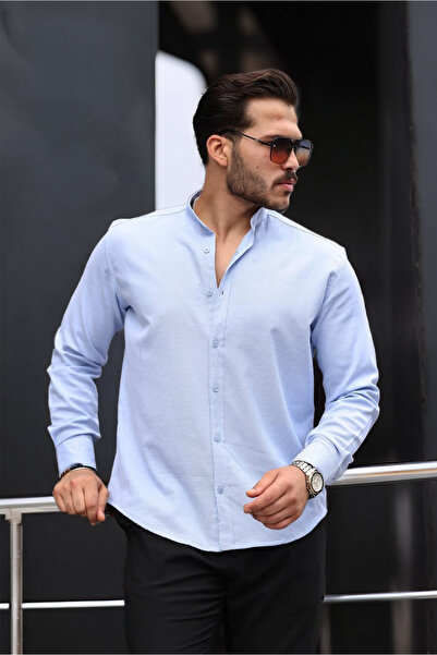 Valiberta Hakim Yaka Oxford υφασμάτινο μακρυμάνικο πουκάμισο - μπλε