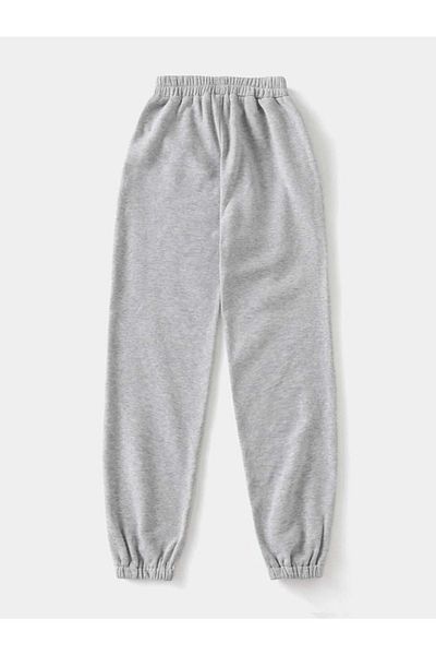 Sweetline Γκρι Basic ίσιο αθλητικό παντελόνι Jogger Rubber Leg ψηλόμεσο Oversize