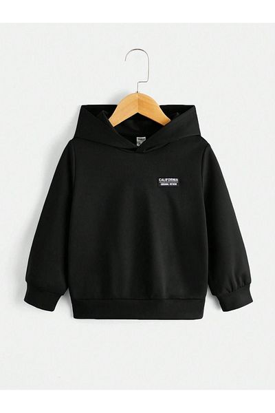 CLAYES California Cotton Children's Sweatshirt - Black Printed Girl's Boy's Winter Pocket Hoodie