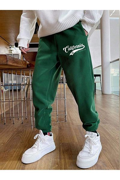 Sweetline California Ca Sweatpants Jogger - Πράσινο εμπριμέ λαστιχένιο πόδι ψηλόμεσο