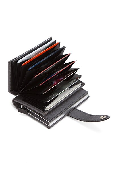 Newish Polo Men's Accordion Mechanism Card Holder and Wallet - Gray