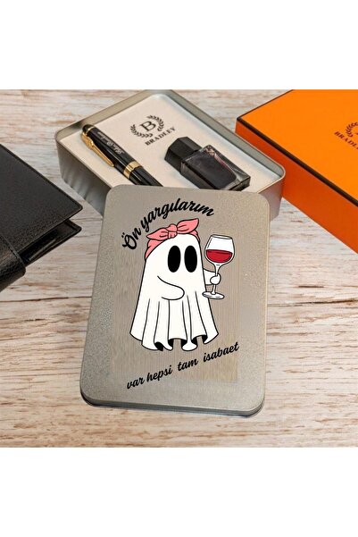 gifttime Ön Yargılarım Var Benim Tasarımlı Kişiye Özel Kutulu Siyah Gold Dolm...