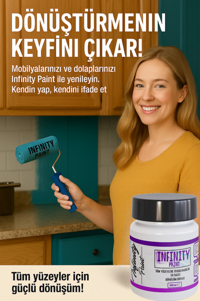 Infinity Paint 1021 Hardal Sarısı Tüm Yüzeylere Uygulanabilir Su Bazlı Yeni Nesil Dönüşüm Boyası