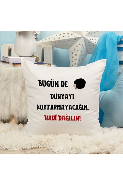 qoeuyl boutique Today I Won'T Save the World Let's Go Printed Funny Gift Fiber Satin Decorative Pillow