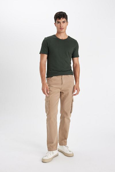 DeFacto Slim Fit Crew Neck - Modal Blended Cotton Basic Plain Short Sleeve T-Shirt M6606Az23Sp