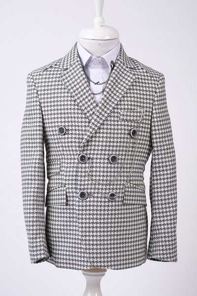 Doctor junior Boy&#39;s Double Breasted Jacket Houndstooth Patterned
