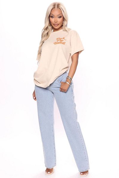 DUBU BUTİK Μπλουζάκι με στάμπα Mink Oversize - Crew Neck, κοντό μανίκι