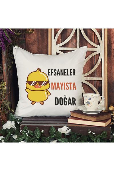 qoeuyl boutique Legends Are Born in May Printed Birthday Gift Fiber Satin Decorative Pillow