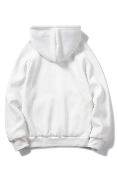DUBU BUTİK Φούτερ με λογότυπο Nasa - Λευκή στάμπα Oversize Hoodie
