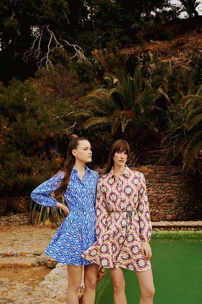 DeFacto Shirt Collar Patterned Long Sleeve Poplin Mini Dress Z7469Az23Sp