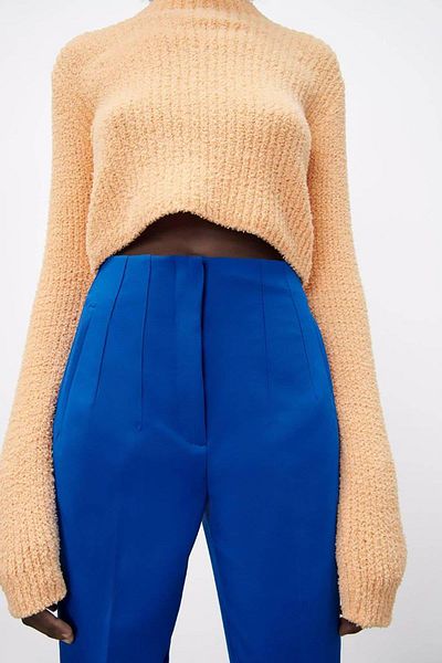 Madmext Saks Front Bias High Waist Women's Pants Mg2425