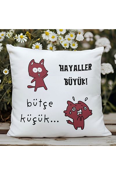 qoeuyl boutique Dreams Big Budget Mic Imprimat Cadou Amuzant Fibră Satin Pernă Decorativă