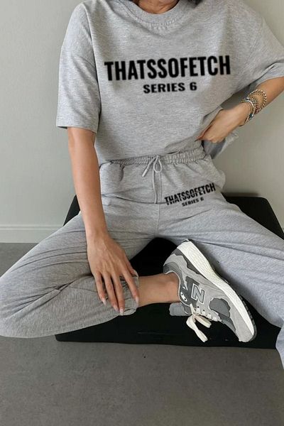 DUBU BUTİK Σετ φόρμας Jogger Series 6 Grey Oversize - Crew Neck