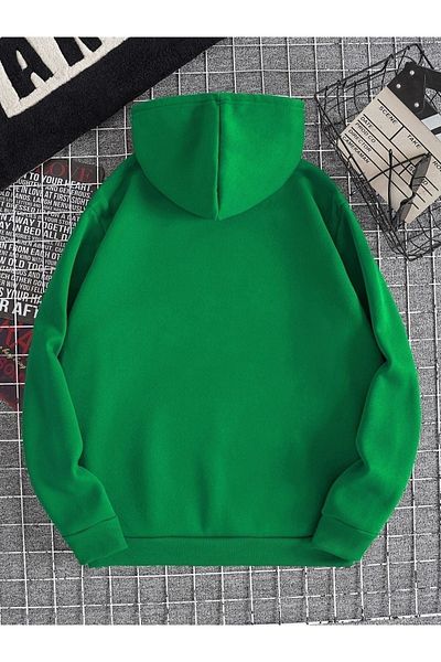 DUBU BUTİK Favela Sweatshirt - Green Printed Oversize Hoodie