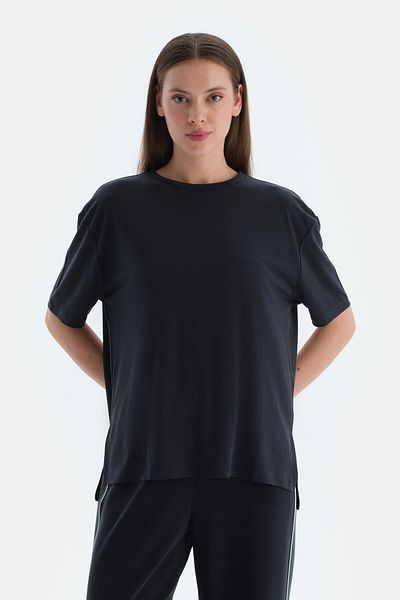 Dagi Tricou negru pentru femei cu fantă modal